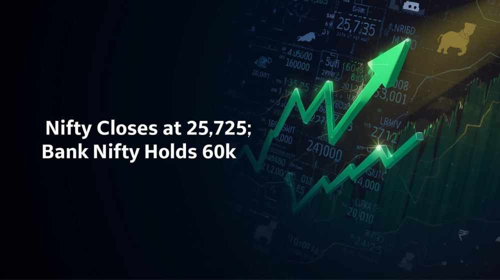 Nifty Ends at 25,725; Bank Nifty Holds 60k